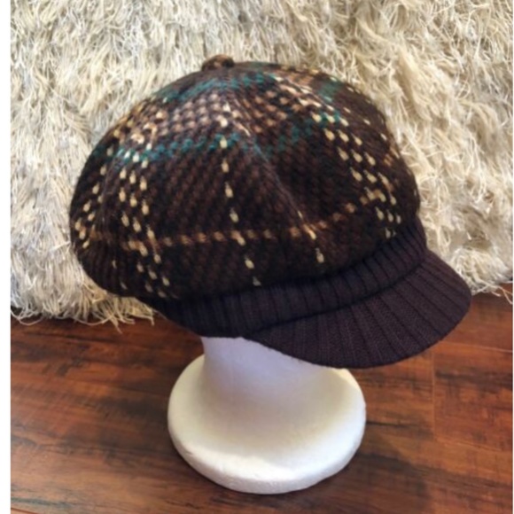 Vintage Brown Plaid Newsboy Cabbie Hat - Picture 6 of 7